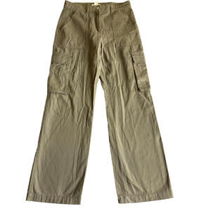 H&M Womens 8 Olive Cargo Pants Utility Wide Leg Y2K Streetwear Retro Grunge 90s!